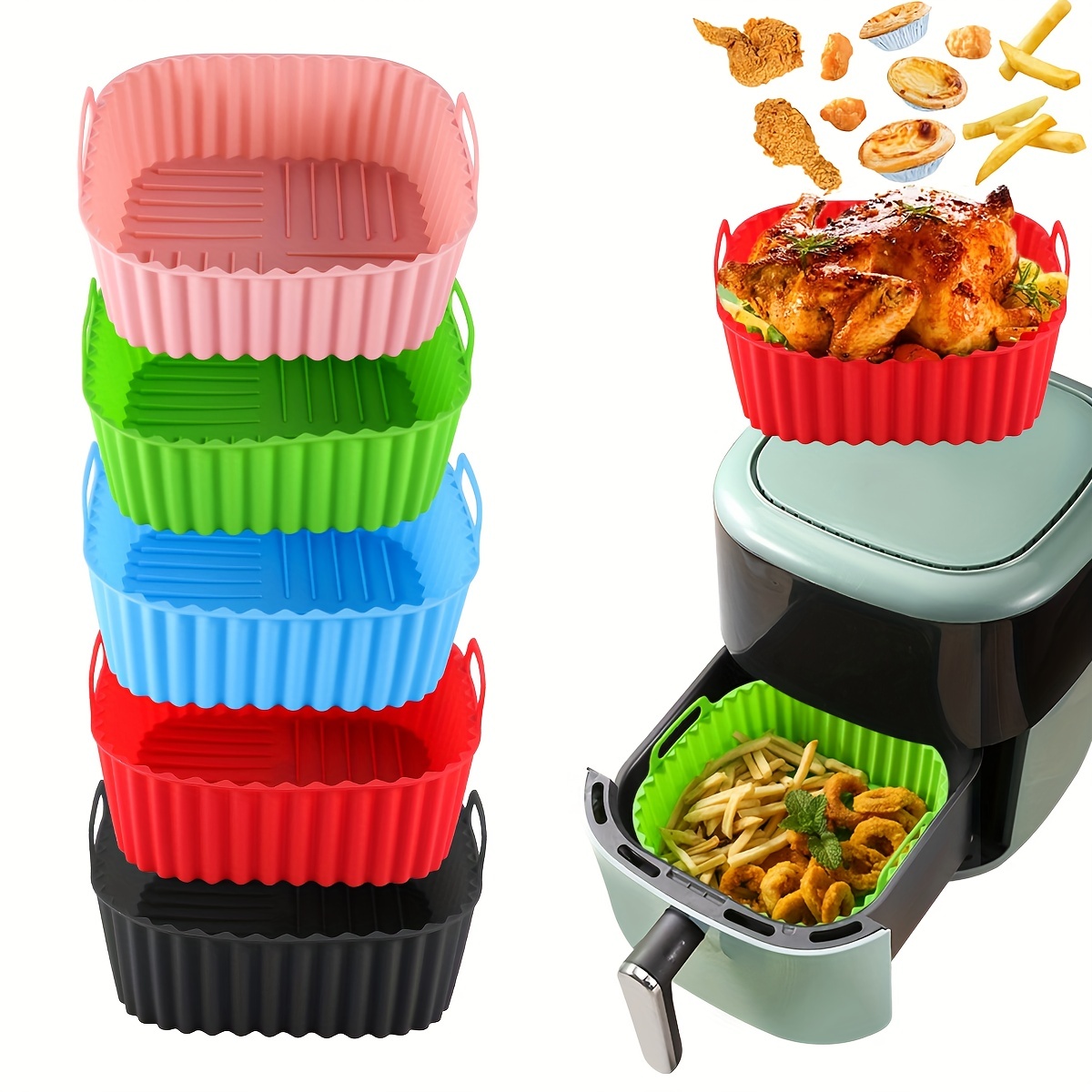 Kitchen Gadgets Baking - 1개의 정사각형 실리콘 에어 프라이어 라이너는