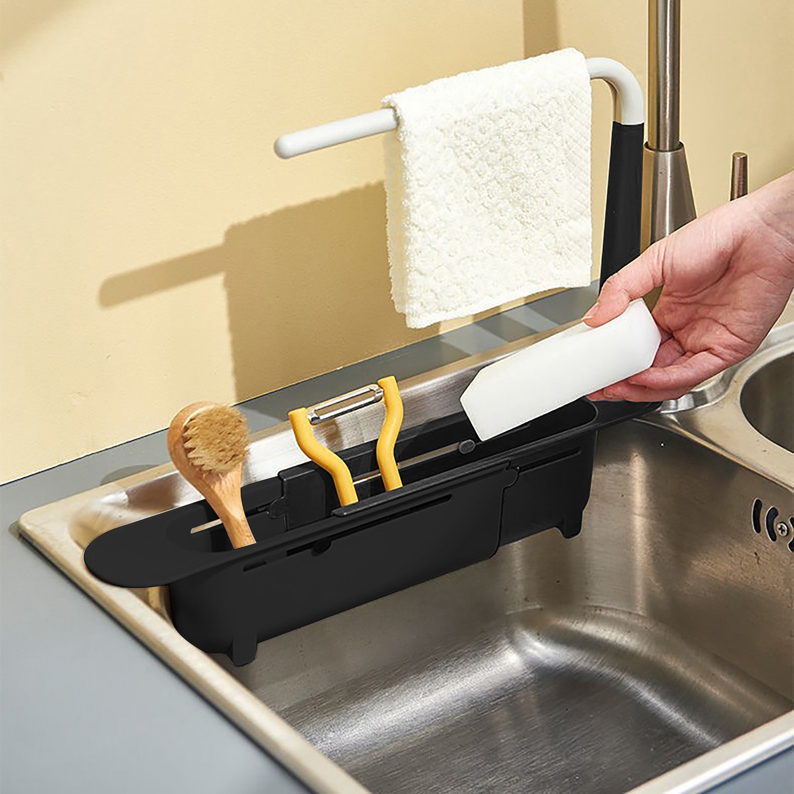 주방 정리함 비누 스펀지 거치대 수건 선반, 신축성 싱 - Kitchen Gadgets Useful 리뷰 및 가격