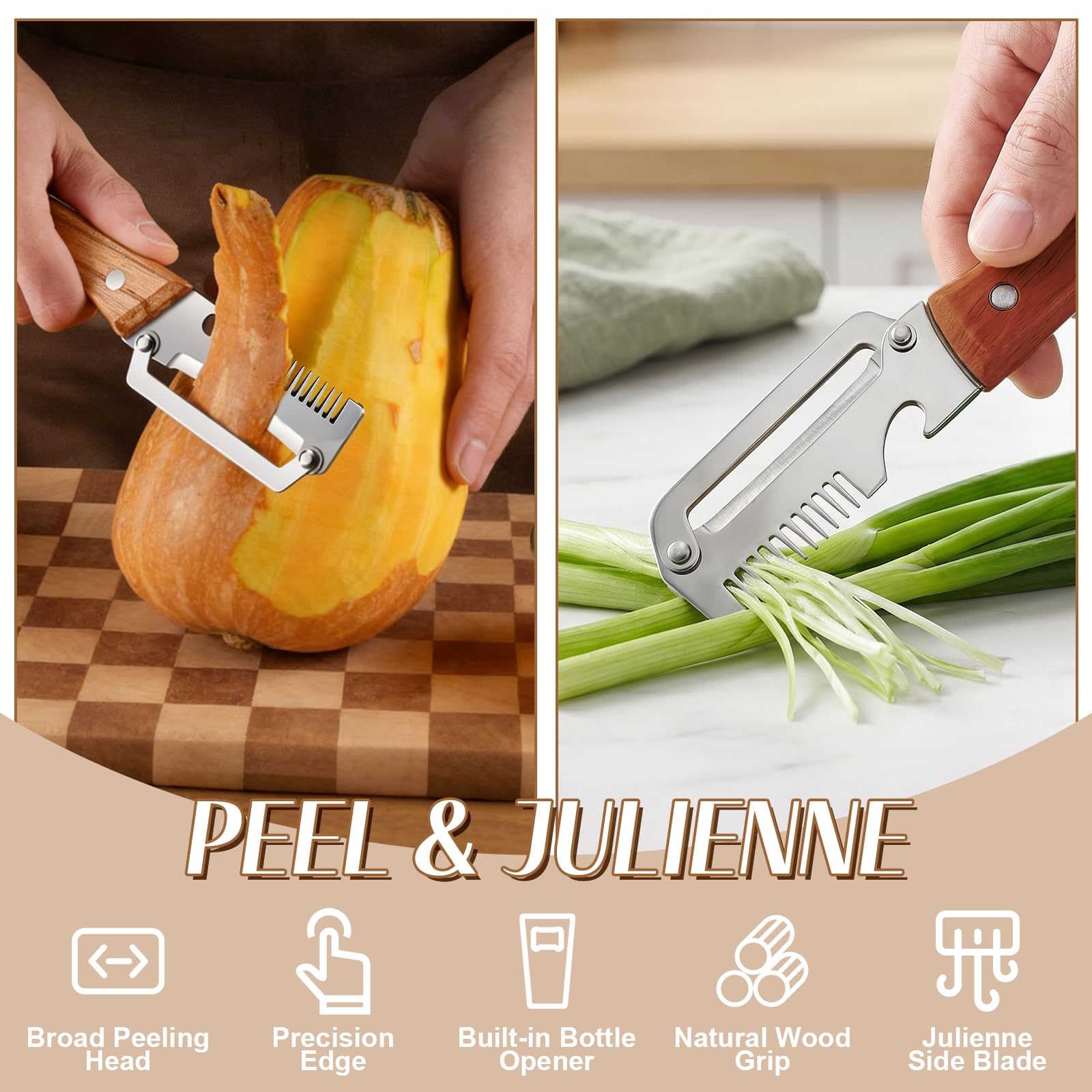 나무 손잡이와 병따개가 있는 3-in-1 야채 필러,  - Kitchen Gadgets Design 리뷰 및 가격