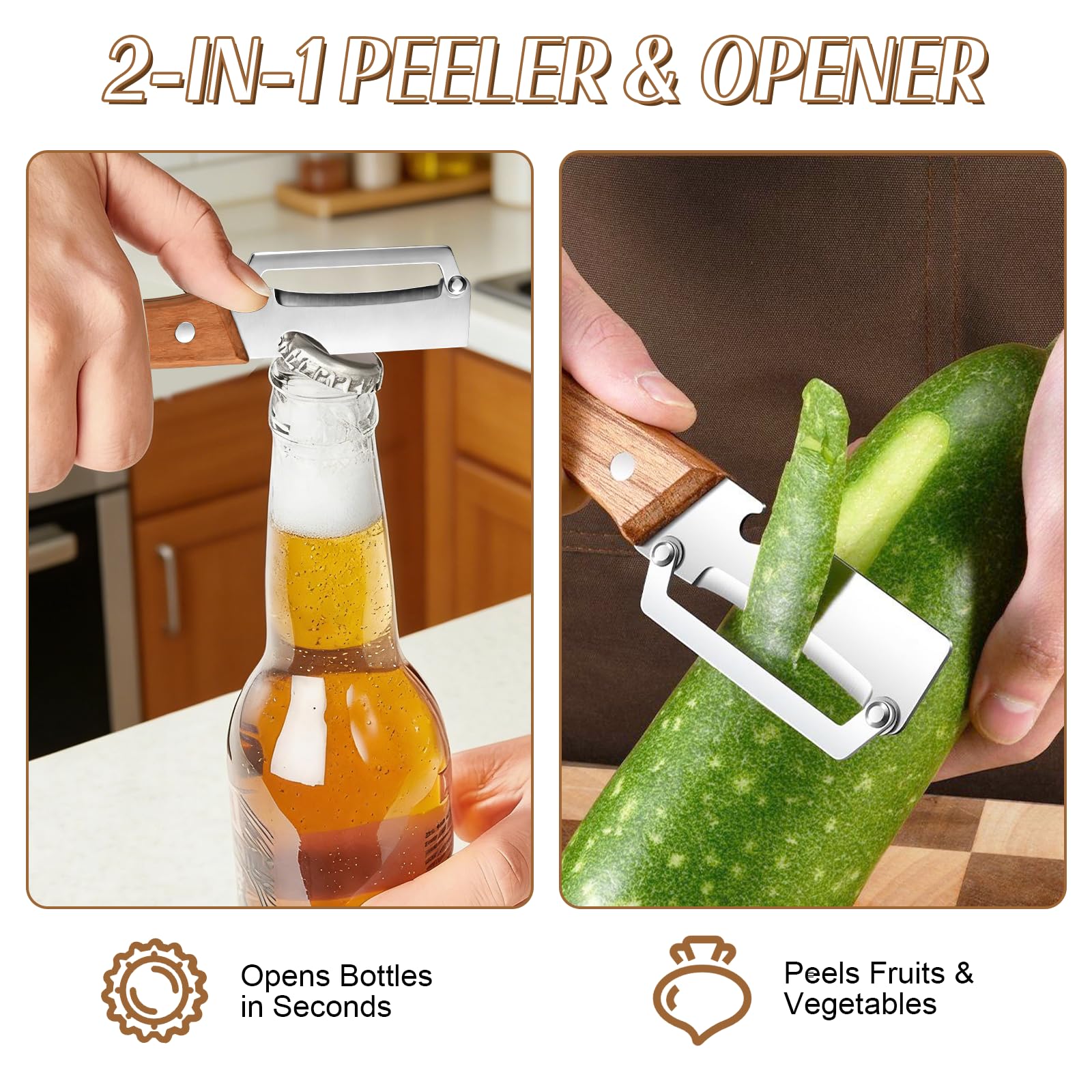 나무 손잡이와 병따개가 있는 3-in-1 야채 필러,  - Kitchen Gadgets Design 리뷰 및 가격