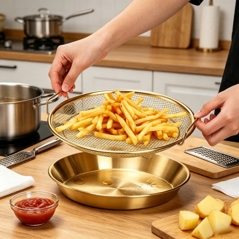 골드 튀김 망 쟁반 세트 기름 받침대 기름 털이 망 에 - Kitchen Gadgets Air Fryer 리뷰 및 가격
