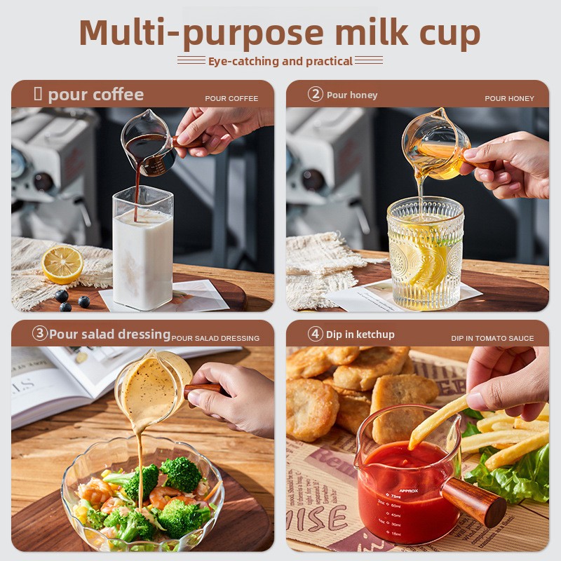 내열 유리 계량컵 나무 손잡이 미니 피처 에스프레소 커 - Kitchen Home Gadgets 리뷰 및 가격