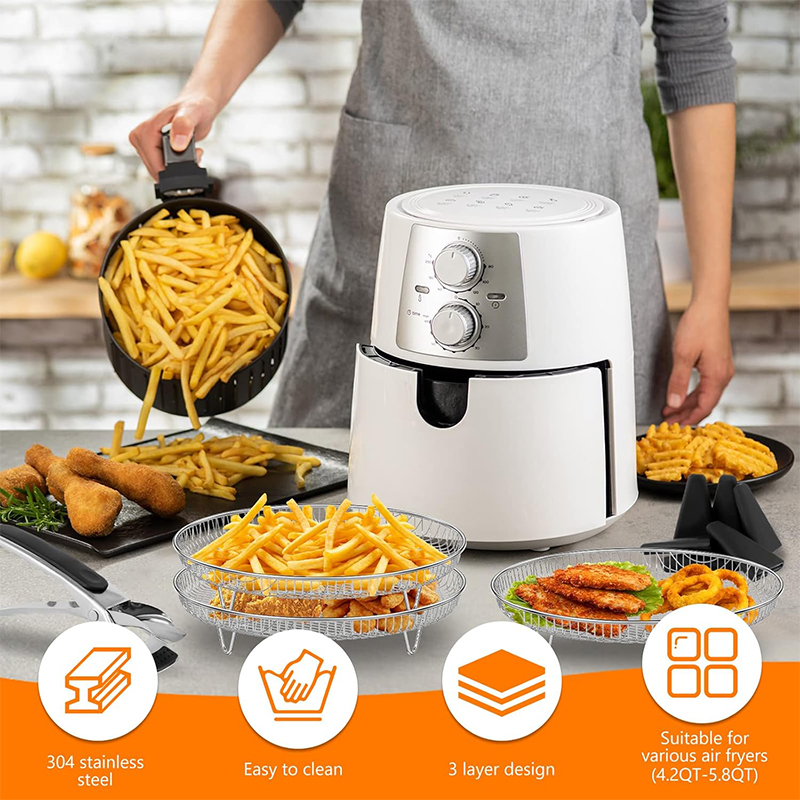 3 레이어 에어 프라이어 랙 쌓을 수있는 굽고 304  - Kitchen Gadgets Air Fryer 리뷰 및 가격