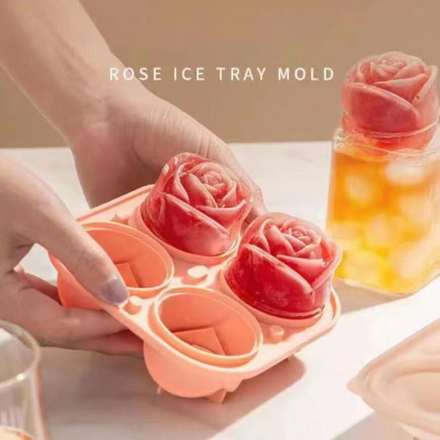 3D 장미 모양 실리콘 아이스 몰드 4구 아이스 큐브  - Kitchen Gadgets Baking 리뷰 및 가격